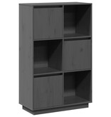 VidaXL Hoge kast 74x35x117 cm massief grenenhout grijs