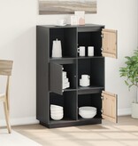 VidaXL Hoge kast 74x35x117 cm massief grenenhout grijs