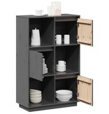 VidaXL Hoge kast 74x35x117 cm massief grenenhout grijs