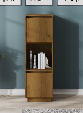 VidaXL Hoge kast 38x35x117 cm massief grenenhout honingbruin