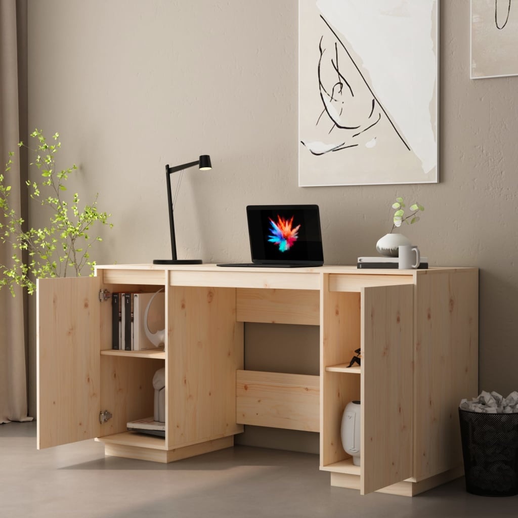 VidaXL Bureau 140x50x75 cm massief grenenhout