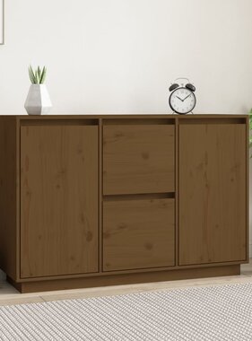 VidaXL Dressoir 111x34x75 cm massief grenenhout honingbruin