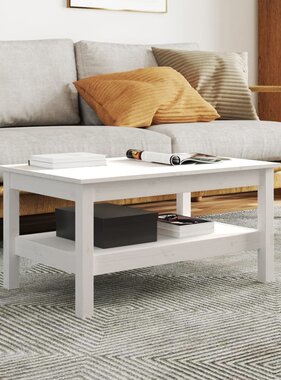 VidaXL Salontafel 80x50x40 cm massief grenenhout wit