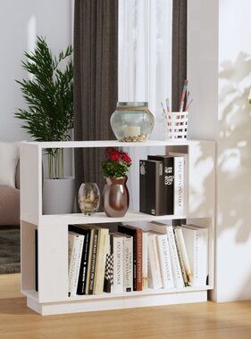 VidaXL Boekenkast/kamerscherm 80x25x70 cm massief grenenhout wit