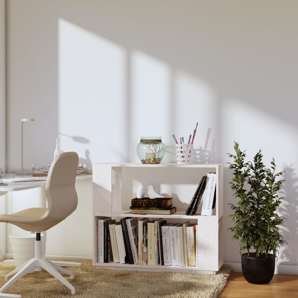 VidaXL Boekenkast/kamerscherm 80x25x70 cm massief grenenhout wit