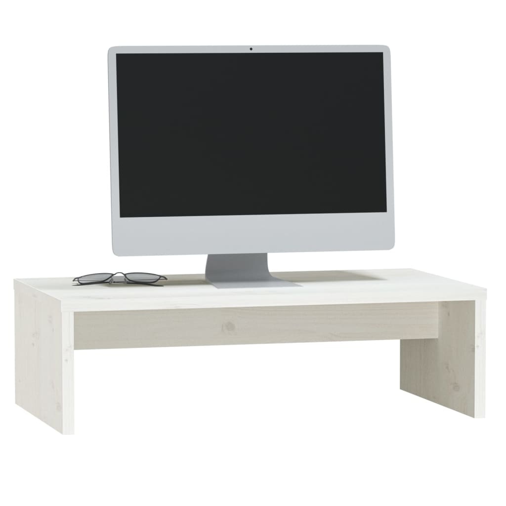 VidaXL Monitorstandaard 50x27x15 cm massief grenenhout wit