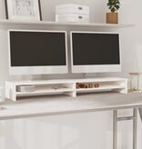 VidaXL Monitorstandaard 100x24x13 cm massief grenenhout wit