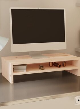 VidaXL Monitorstandaard 50x24x13 cm massief grenenhout