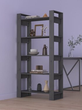 VidaXL Boekenkast/kamerscherm 80x35x160 cm massief hout grijs