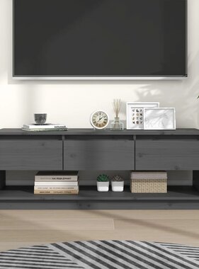 VidaXL Tv-meubel 110,5x34x40 cm massief grenenhout grijs
