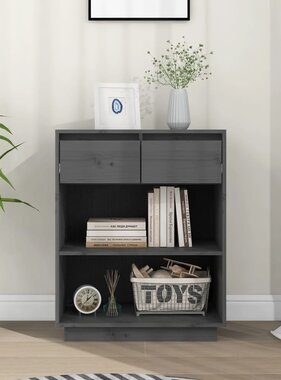 VidaXL Wandkast 60x34x75 cm massief grenenhout grijs