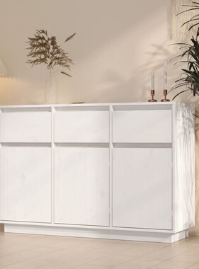 VidaXL Dressoir 110x34x75 cm massief grenenhout wit