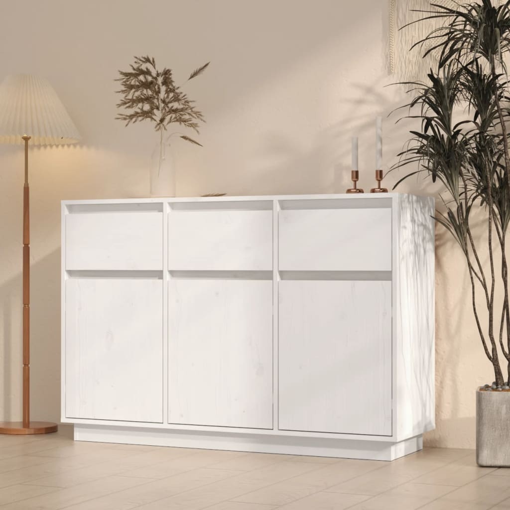 VidaXL Dressoir 110x34x75 cm massief grenenhout wit