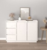 VidaXL Dressoir 111x34x75 cm massief grenenhout wit