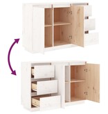 VidaXL Dressoir 111x34x75 cm massief grenenhout wit