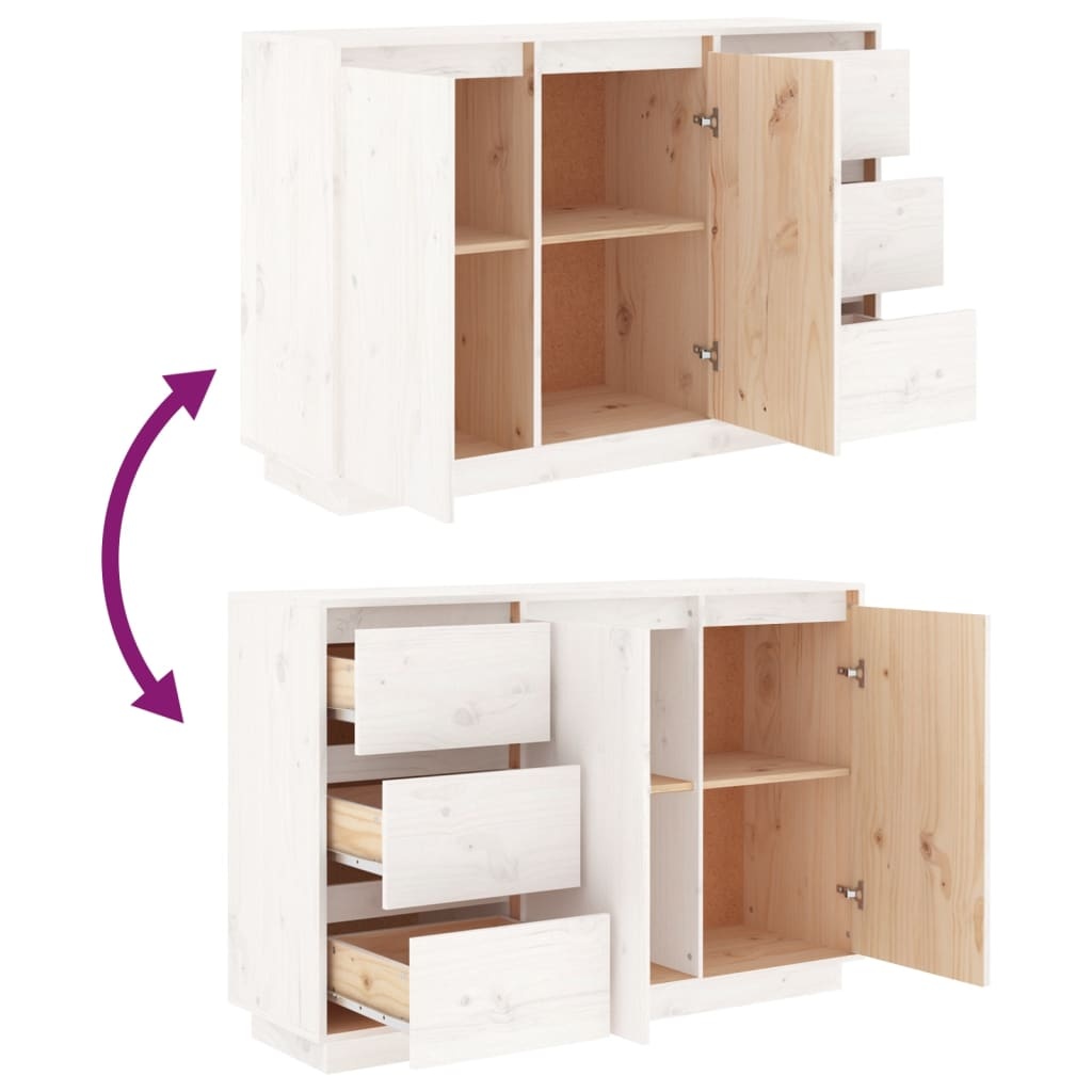 VidaXL Dressoir 111x34x75 cm massief grenenhout wit