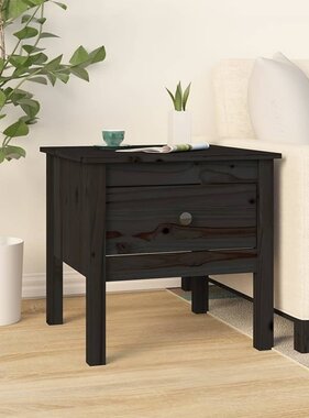 VidaXL Bijzettafel 50x50x49 cm massief grenenhout zwart