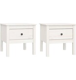 VidaXL Bijzettafels 2 st 50x50x49 cm massief grenenhout wit