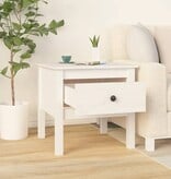 VidaXL Bijzettafel 50x50x49 cm massief grenenhout wit