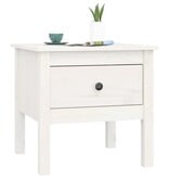 VidaXL Bijzettafel 50x50x49 cm massief grenenhout wit