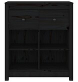 VidaXL Dressoir 70x35x80 cm massief grenenhout zwart