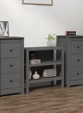 VidaXL Dressoirs 2 st 40x35x80 cm massief grenenhout grijs
