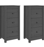 VidaXL Dressoirs 2 st 40x35x80 cm massief grenenhout grijs