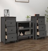 VidaXL Dressoirs 2 st 40x35x80 cm massief grenenhout grijs