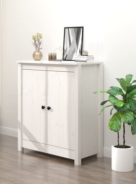 VidaXL Dressoir 70x35x80 cm massief grenenhout wit