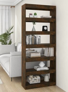 VidaXL Boekenkast/kamerscherm 80x30x198 cm bewerkt hout gerookt eiken
