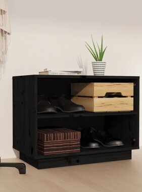 VidaXL Schoenenkast 60x34x45 cm massief grenenhout zwart