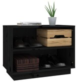 VidaXL Schoenenkast 60x34x45 cm massief grenenhout zwart