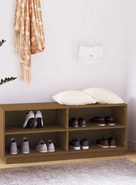VidaXL Schoenenkast 110x34x45 cm massief grenenhout honingbruin