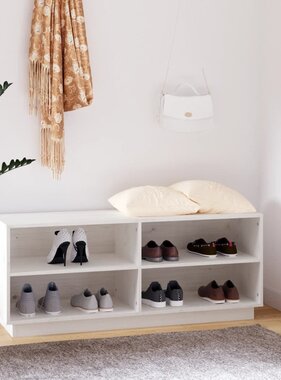 VidaXL Schoenenkast 110x34x45 cm massief grenenhout wit