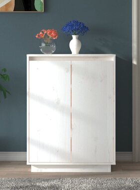 VidaXL Schoenenkast 60x35x80 cm massief grenenhout wit