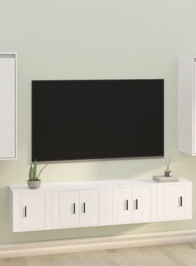 VidaXL Wandkasten 2 st 30x30x80 cm massief grenenhout wit