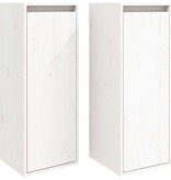VidaXL Wandkasten 2 st 30x30x80 cm massief grenenhout wit