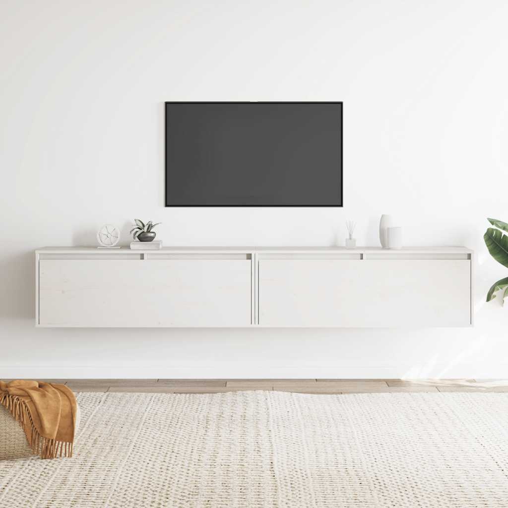 VidaXL Wandkasten 2 st 100x30x35 cm massief grenenhout wit