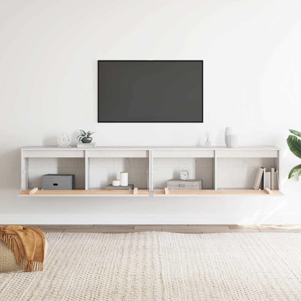 VidaXL Wandkasten 2 st 100x30x35 cm massief grenenhout wit