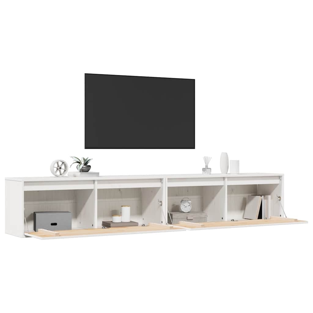 VidaXL Wandkasten 2 st 100x30x35 cm massief grenenhout wit