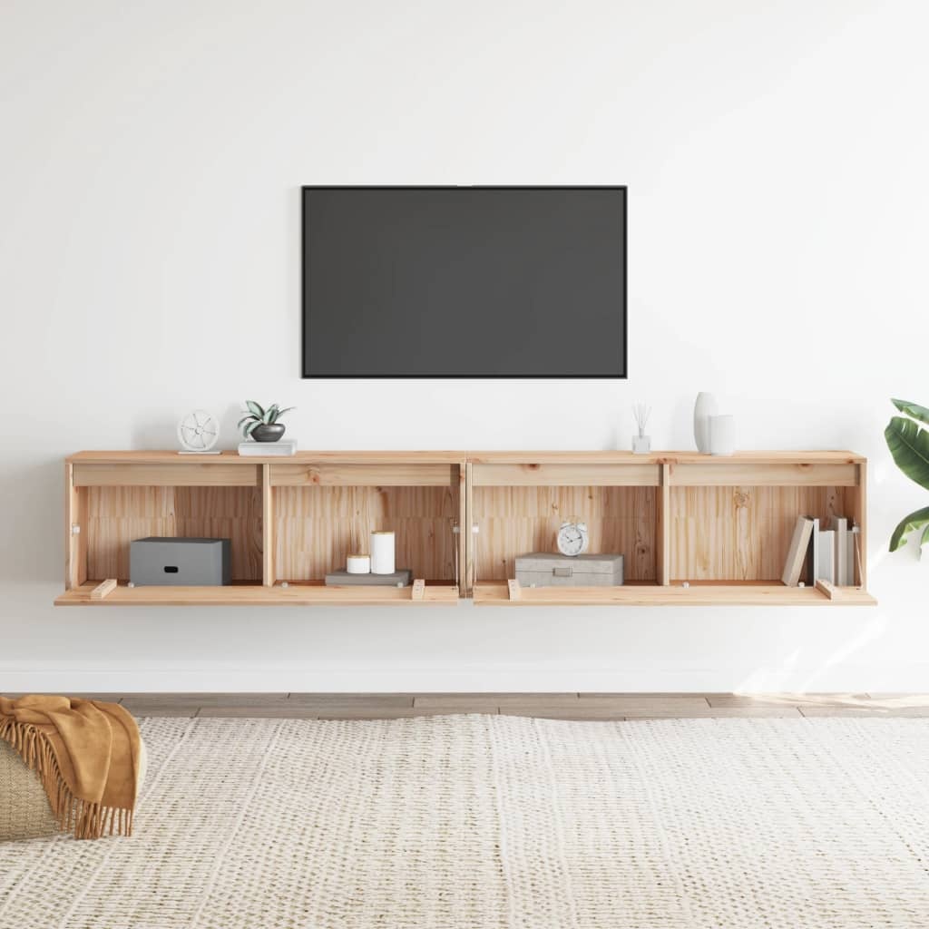 VidaXL Wandkasten 2 st 100x30x35 cm massief grenenhout