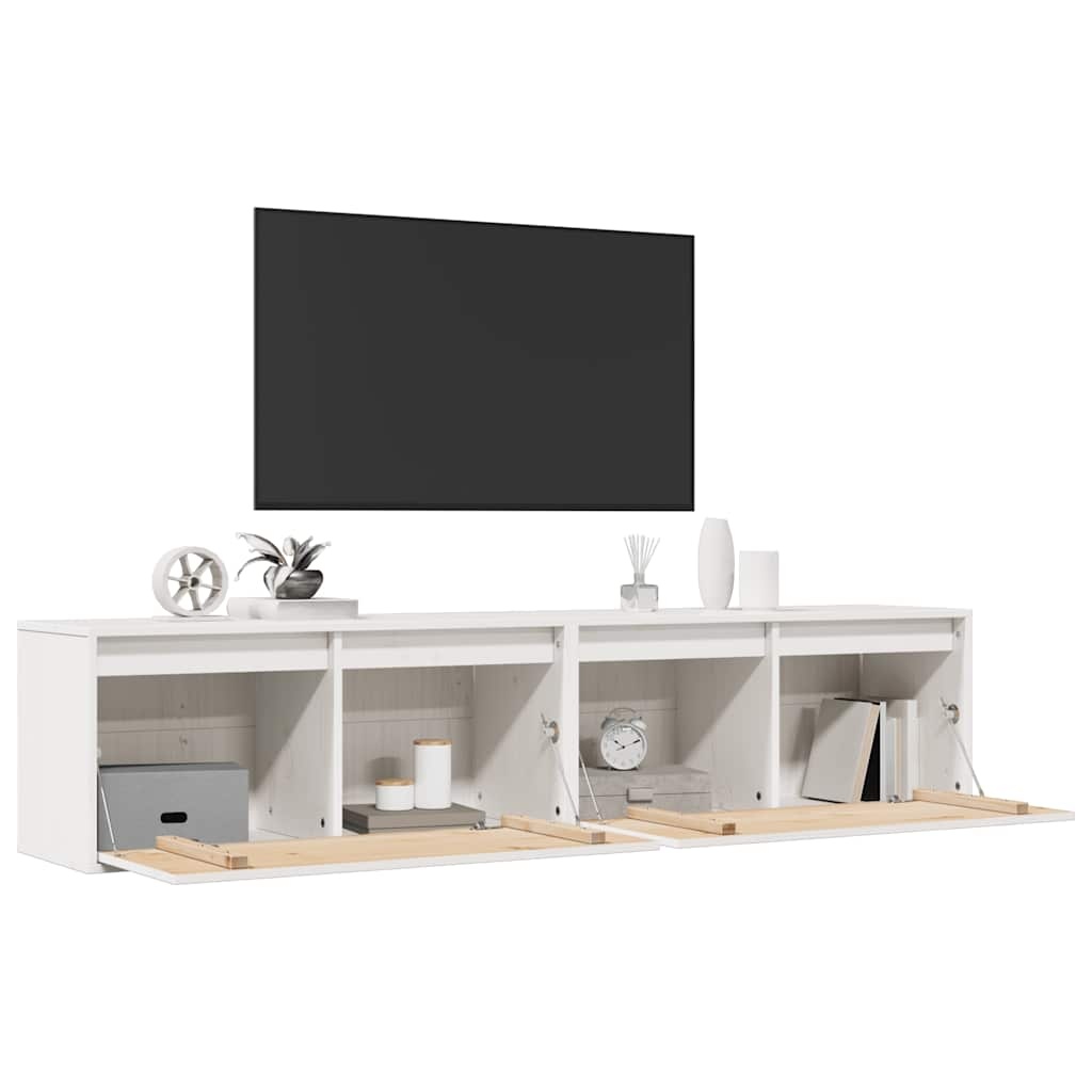 VidaXL Wandkasten 2 st 80x30x35 cm massief grenenhout wit