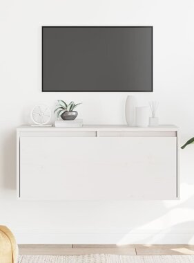 VidaXL Wandkast 80x30x35 cm massief grenenhout wit