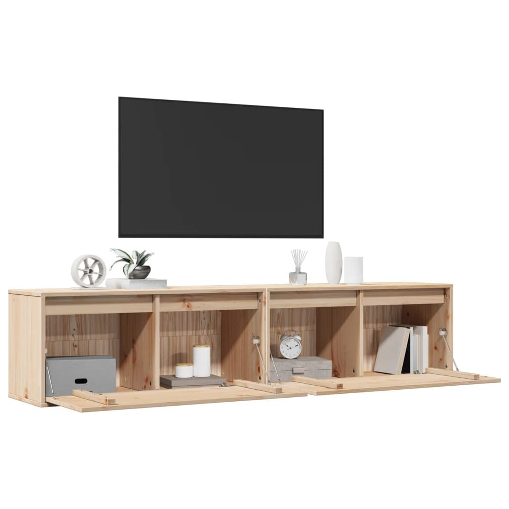 VidaXL Wandkasten 2 st 80x30x35 cm massief grenenhout