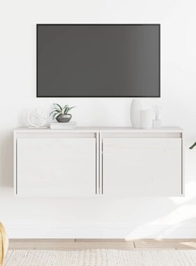 VidaXL Wandkasten 2 st 45x30x35 cm massief grenenhout wit