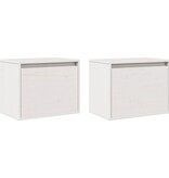 VidaXL Wandkasten 2 st 45x30x35 cm massief grenenhout wit