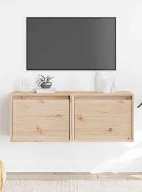 VidaXL Wandkasten 2 st 45x30x35 cm massief grenenhout