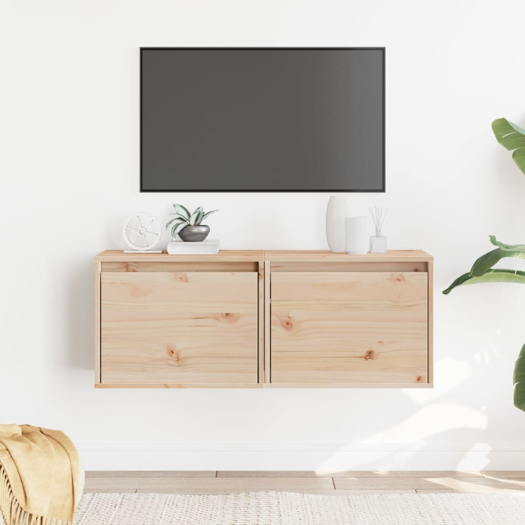 VidaXL Wandkasten 2 st 45x30x35 cm massief grenenhout