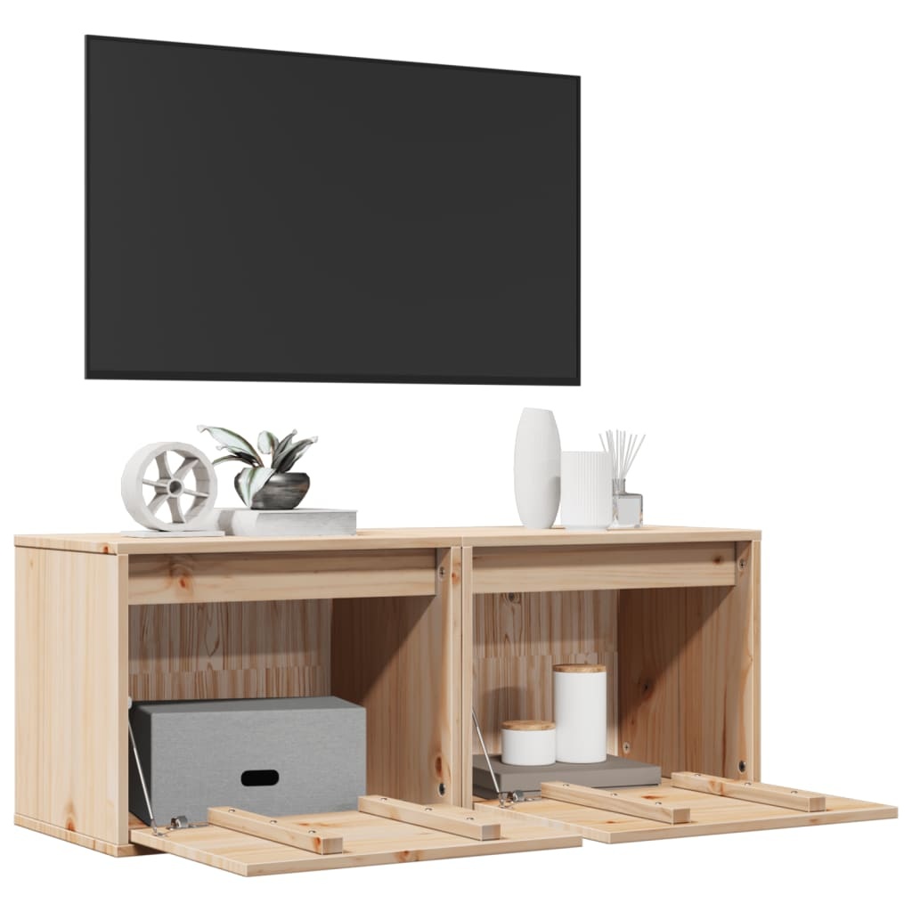 VidaXL Wandkasten 2 st 45x30x35 cm massief grenenhout