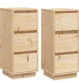 VidaXL Dressoirs 2 st 32x34x75 cm massief grenenhout